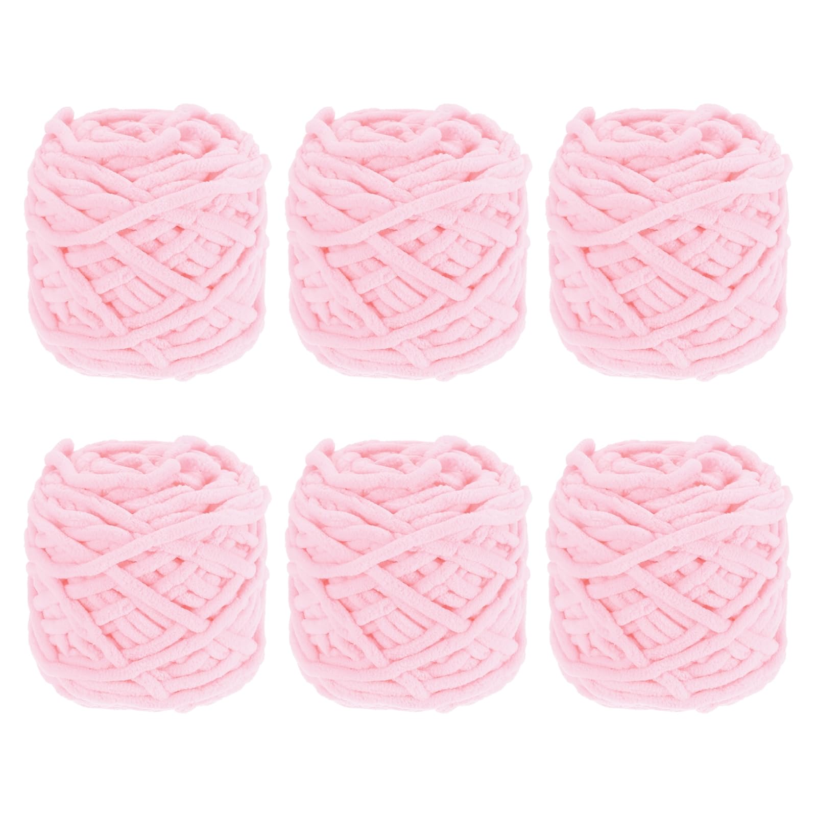 Fil chenille épais pour couverture rose clair pelote de laine crochet écharpe x6