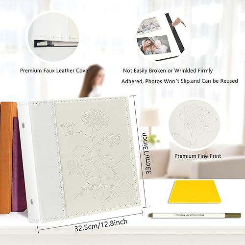 Miniatura 3 de Artmag Álbum de fotos autoadhesivo para fotos de 3 x 5, 4 x 6, 5 x 7, 8 x 10, 10 x 12 pulgadas, 40 páginas, cubierta de cuero, álbum magnético de