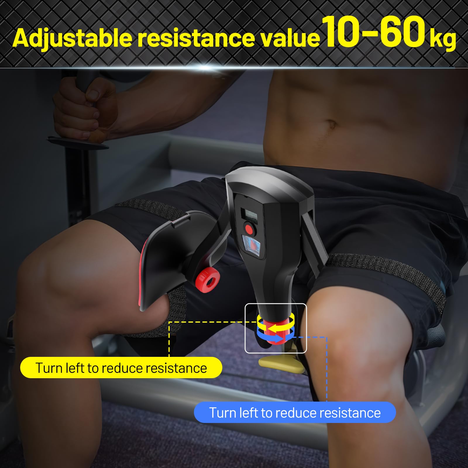 Oberschenkeltrainer Beinpresse für Zuhause, 10KG-60KG Beckenbodentrainer mit LCD-Zählung und Springseil für Männer Frau, 360° Drehbar Multifunktionaler Beintrainer Armtrainer für Training muskulatur