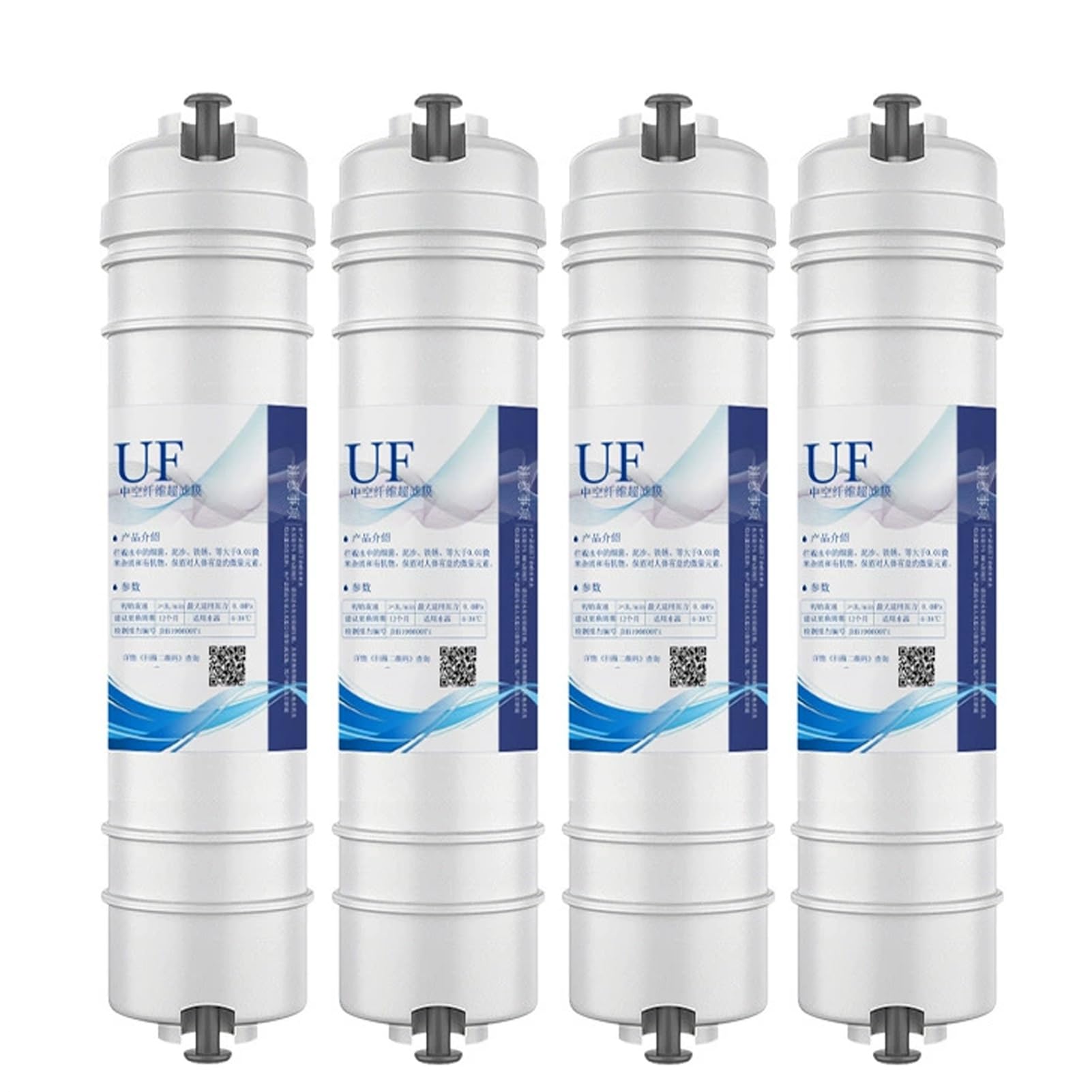 Lot 4 cartouches rechange pour filtre à eau UF 0,01 µm, cartouche filtrante à membrane d'ultrafiltration à connexion rapide, pour filtre à eau sous évier 25 cm (10 pouces)