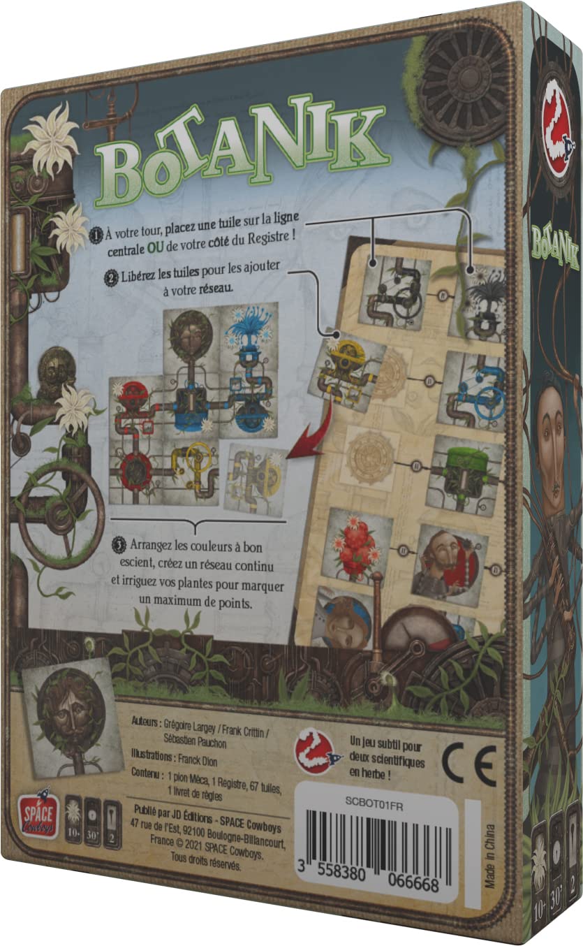 Asmodee - BOTANIK - Gra planszowa dla dorosłych i dzieci od 10 lat - Gra strategiczna z płytek, aby stworzyć sztuczny ekosystem - 2 graczy - 30 min - wersja francuska - Space Cow
