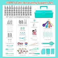 Vista 2 de Kit de herramientas para decoración de pastel: 358 piezas de accesorios para hornear con estuche de almacenamiento - Juego de bolsas de tuberías