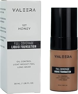 Valeera Full Coverage Soft Matte Oil Control Flawless 24HR Concealer Liquid Waterproof Foundation (107 - Honey)