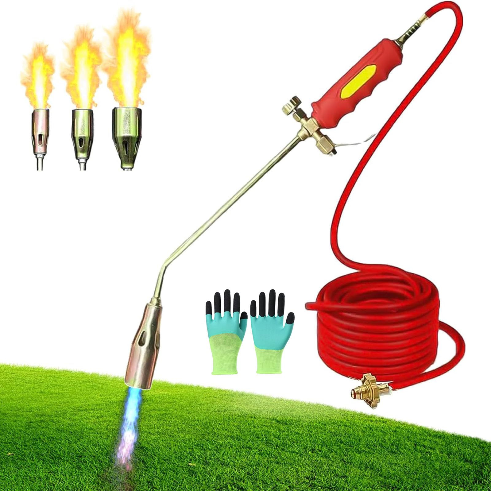 NEW Propane Torch Weed Burner Kit, High Output 1,900,000 BTU, 30/35/50mm Nozzle Garden Blow Torch for Weeds, Powerful Flame Weed Torching Killer for Weeding, Roof Asphalt, Snow (1.2m Tube, Type 50)