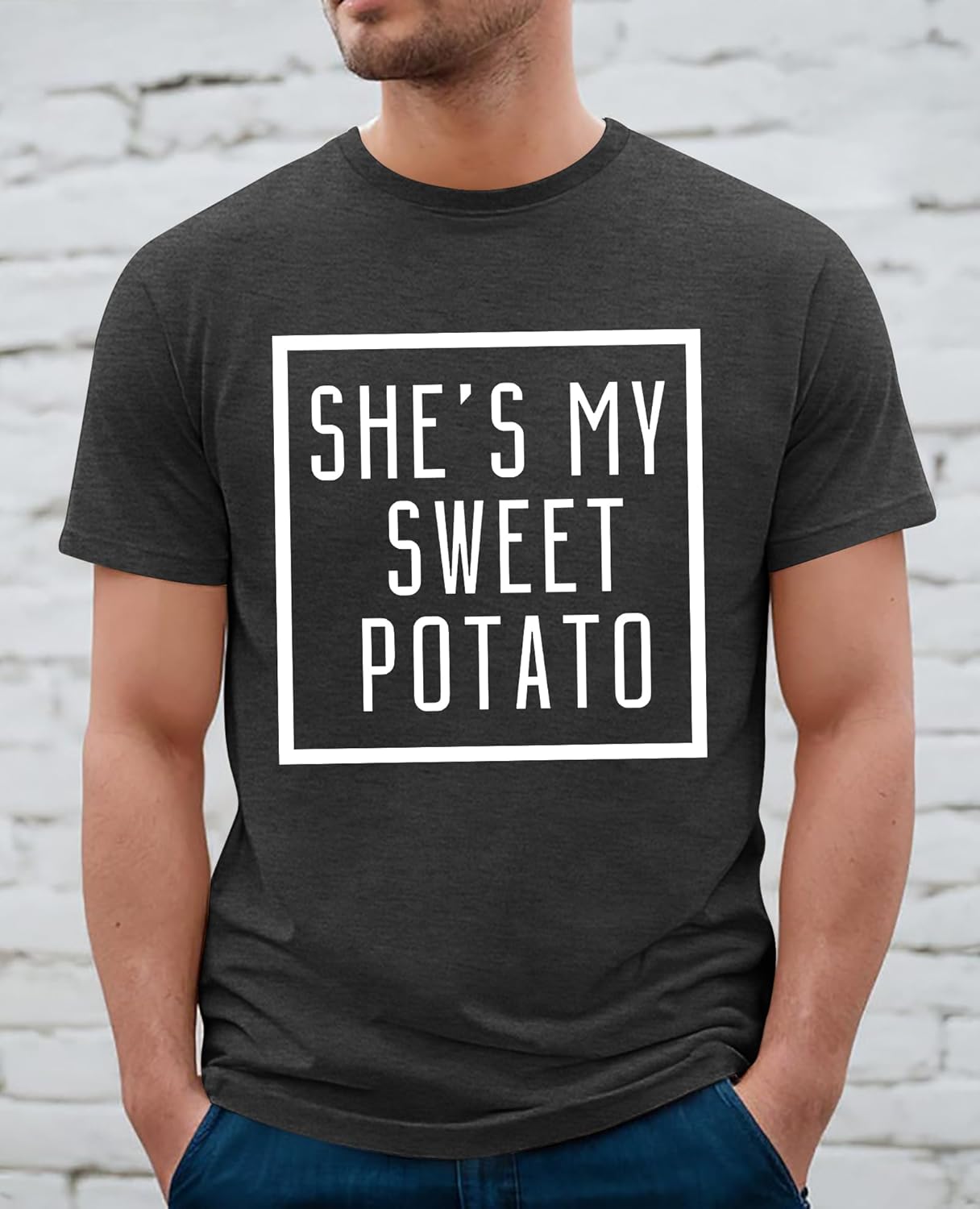She's My Sweet Potato I Yam T-Shirt Couples Thanksgiving Shirts Matching for Husband and Wife Casual Tops - Image 3