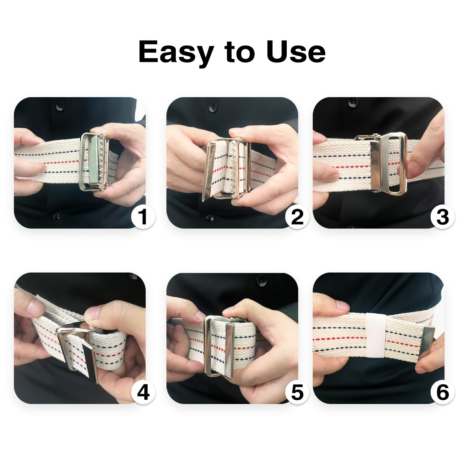 10 Packs Transfer and Gait Belts with Metal Buckle and Belt Loop Holder - Standing and Transfer Walking Assist Aid for Seniors, Elderly Patients, Caregiver, Nursing, Therapist, 60 inch — Amazon image 6