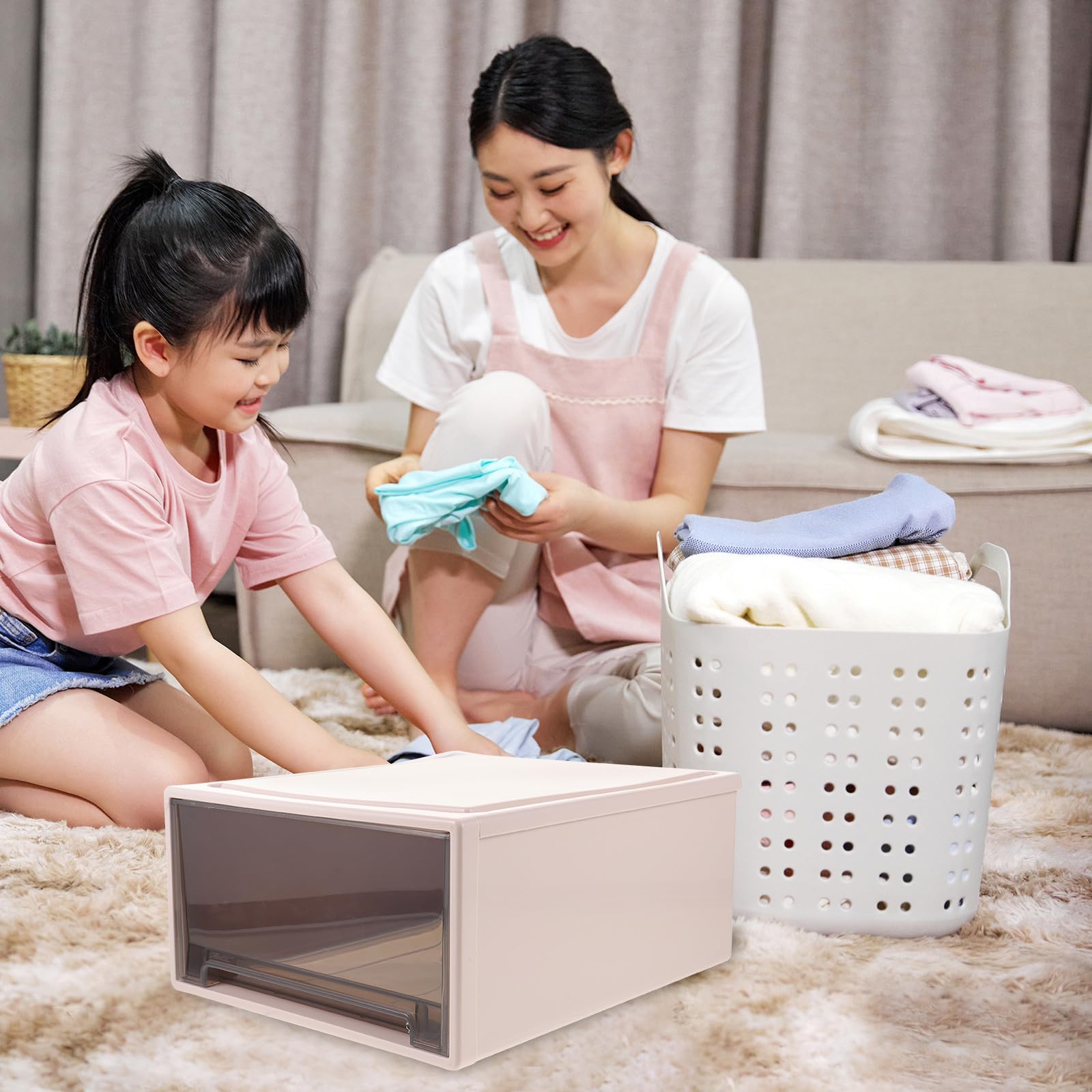 Caja de Almacenamiento Diseño Simple y Ligero Marrón de Plástico Gran Capacidad para Ropa Interior y Calcetines para Uso Práctico Hogar