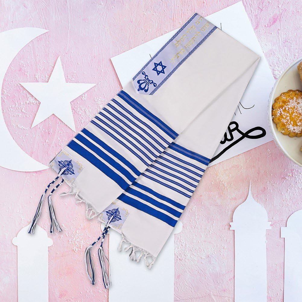Chal De Oración Judío Tallit Katan Israel con Cuerdas Tzitzit Tallit Tradicional Israelí con Bendición En Banda para Cuello para Hombres Y Mujeres