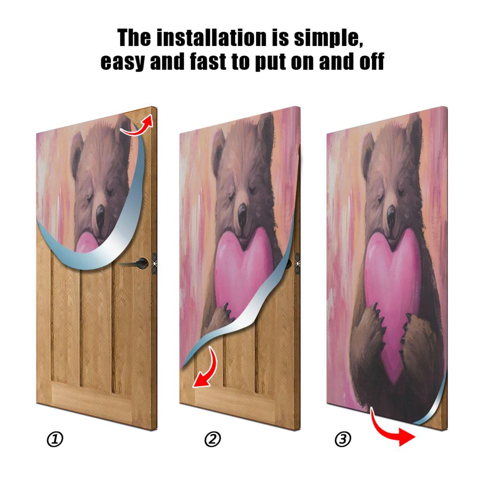 FLildon Love Bear Painting Door Cover Decoration, Party Accessory Porch Decor for Festive Ornament Room Door Covers 35 x 79 Inch