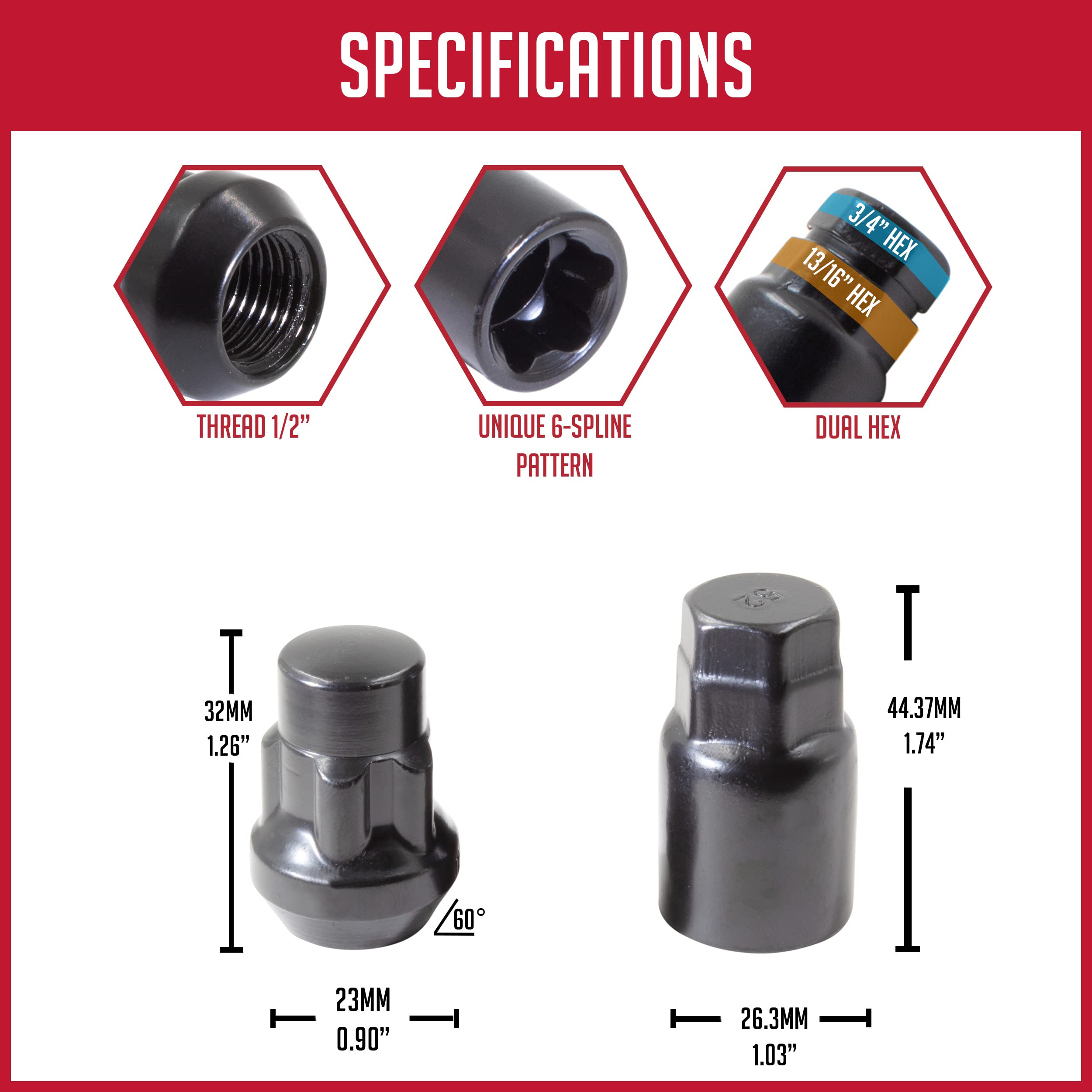 acorn様分です Xtra Seal 14mm 2.00 Acorn Socket-Type Wheel Lock Set 2.32
