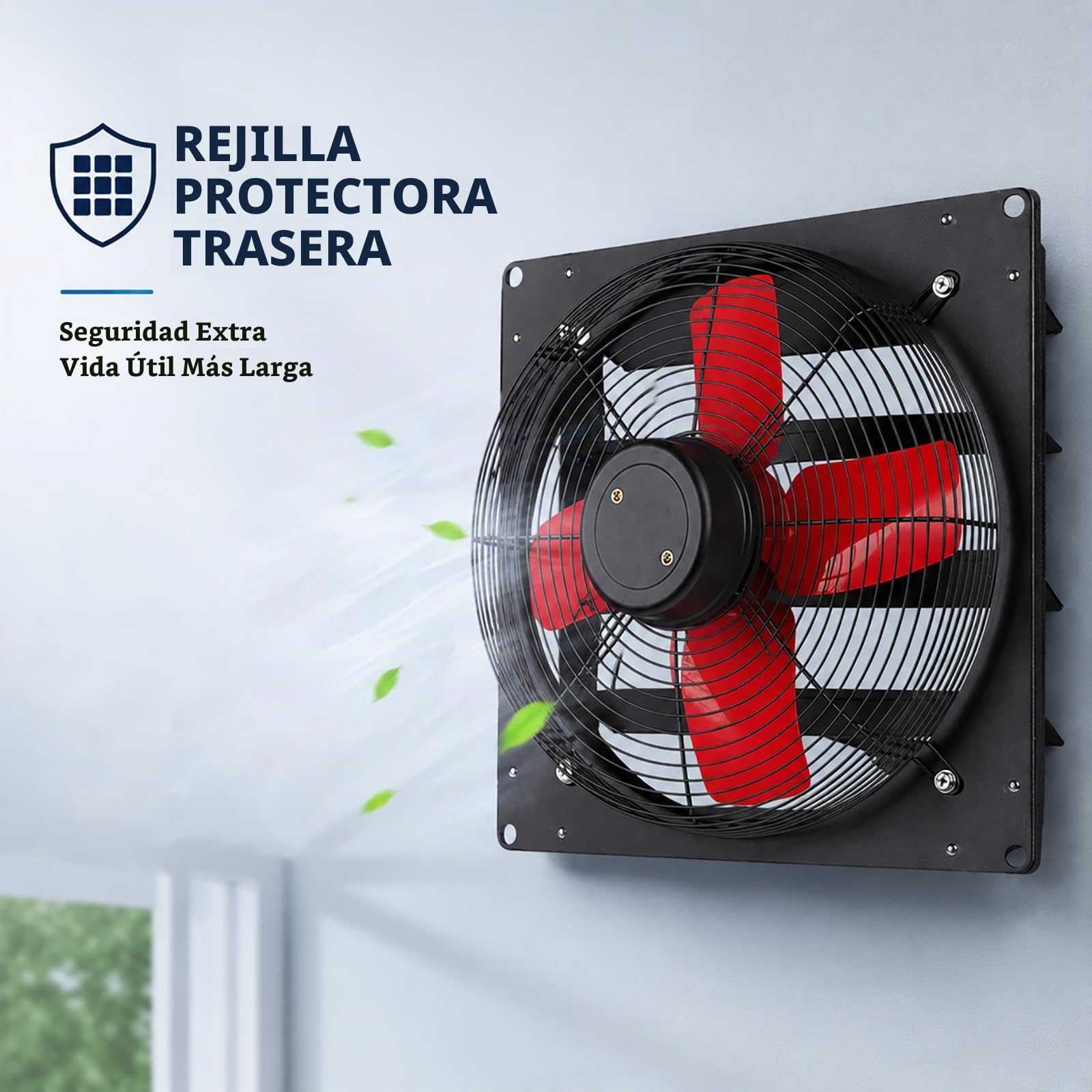 Extractor de Aire Industrial 220V 1400 RPM, Ventilador Axial de Pared de Alta Potencia para Garaje, Taller, Restaurante, Cocina y Baño 41cm/16.1in