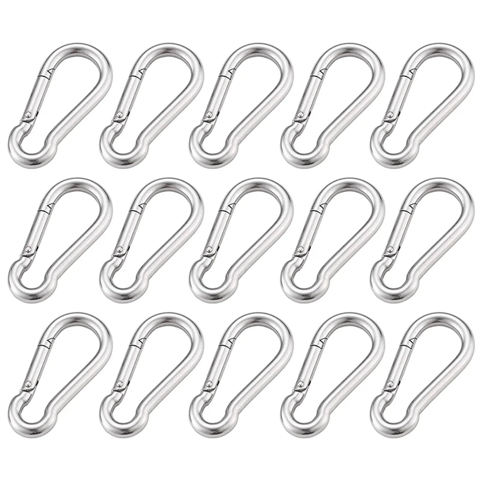 Mosquetón de Acero Inoxidable 316 con Cierre Resorte Multifuncional, M4, M5, M6, M7 y M8, Anillo Bloqueo Enlace rápido(15pcs,M4)