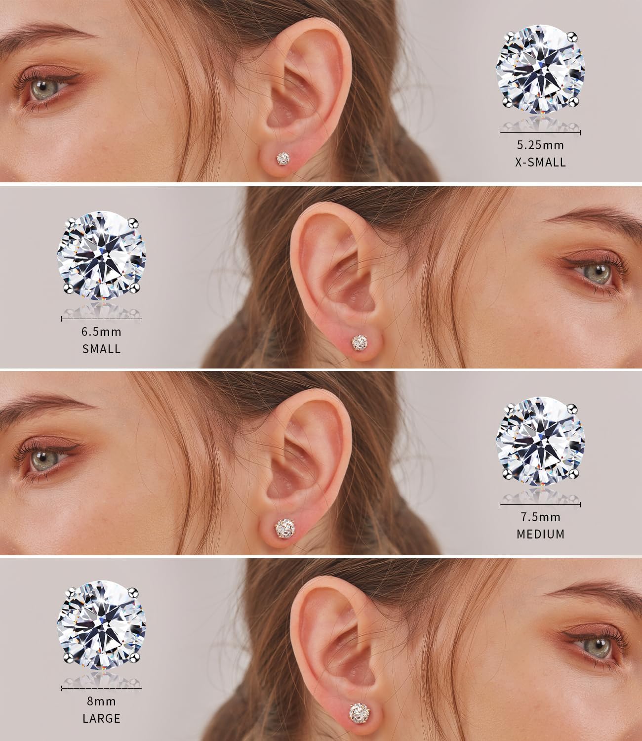 "STUNNING FLAME" Trillion-cut/Cushion-cut/Emerald-cut/Marquise-cut ... 18K White Gold Plated Sterling Silver Cubic Zirconia Simulated Diamond Stud Earrings for Women - Image 6