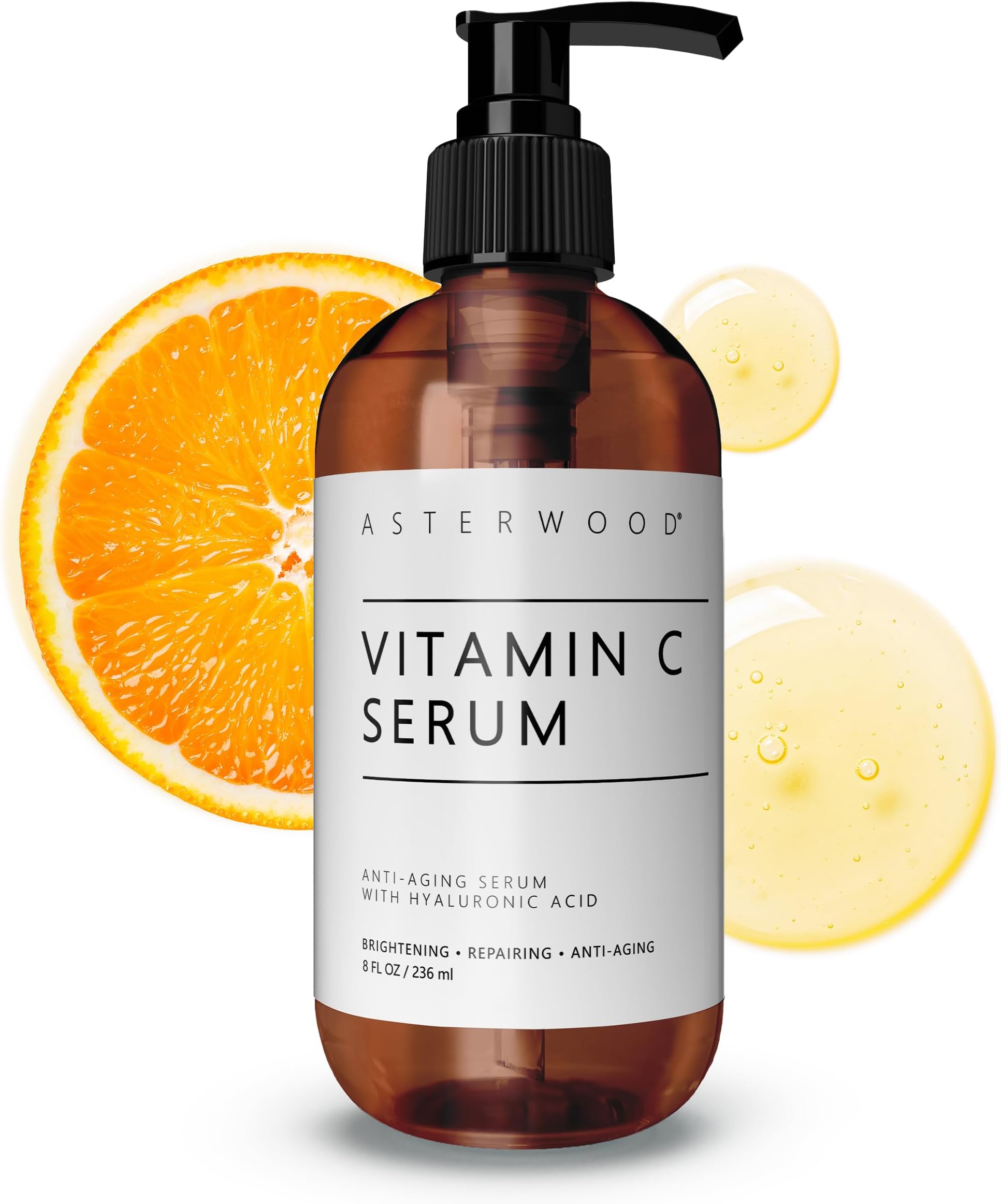Vitamin C Face Serum – with Hyaluronic Acid – Smoothing, Hydrating, Helps Support Healthy-Looking Skin Smoothness – Fragrance-Free – 8 Fl Oz
