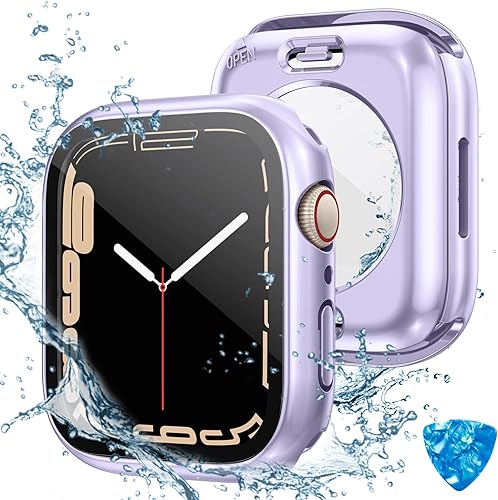 Vista 8 de Tensea - Funda protectora de pantalla impermeable para Apple Watch (2 en 1) para Apple Watch Serie SE 7, 5, 4, accesorios de 45 mm, iWatch protector