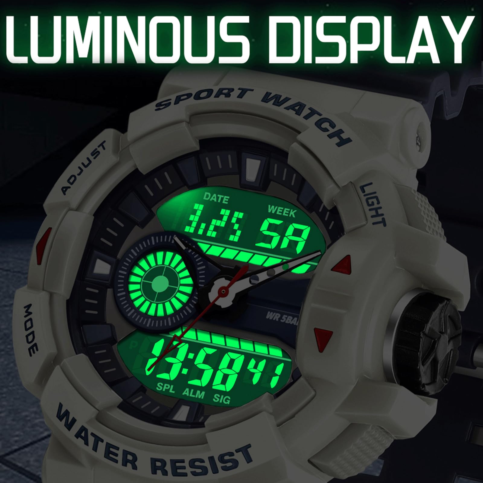 Orologio digitale da uomo, militare, per attività all'aperto, digitale, orologio da polso da uomo, orologio tattico, 5 ATM, impermeabile, analogico, digitale, militare, per uomini, cronometro, ragazzi