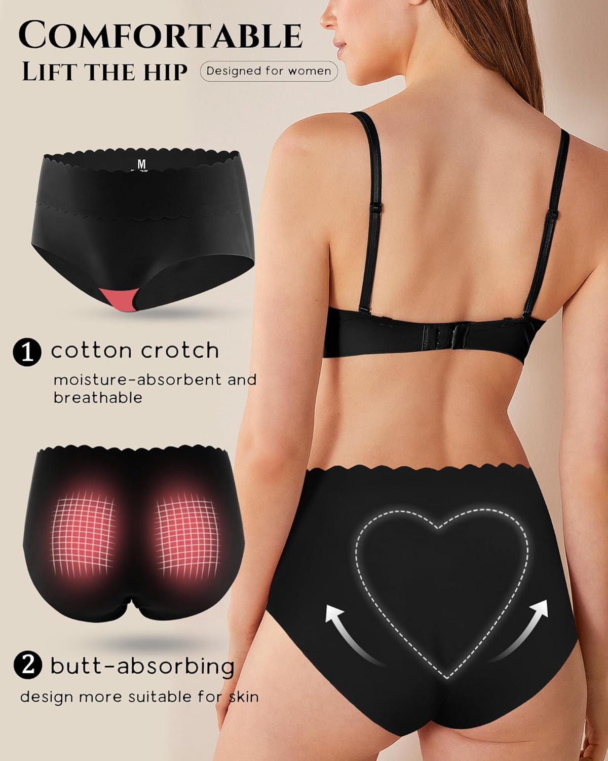 6 Pack Womens Seamless High Mid Waisted Underwear No Show Briefs Full Coverage Ice Silk Soft S-XXL - Image 6