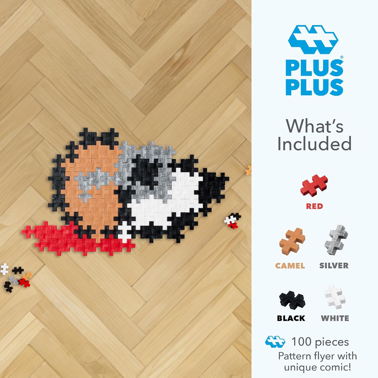 Plus Plus Puzzle By Number, 100 Piece Interlocking Mini Building Blocks, 2D Puzzle Stem Toy For Kids, Peanuts Merchandise - Flying Ace