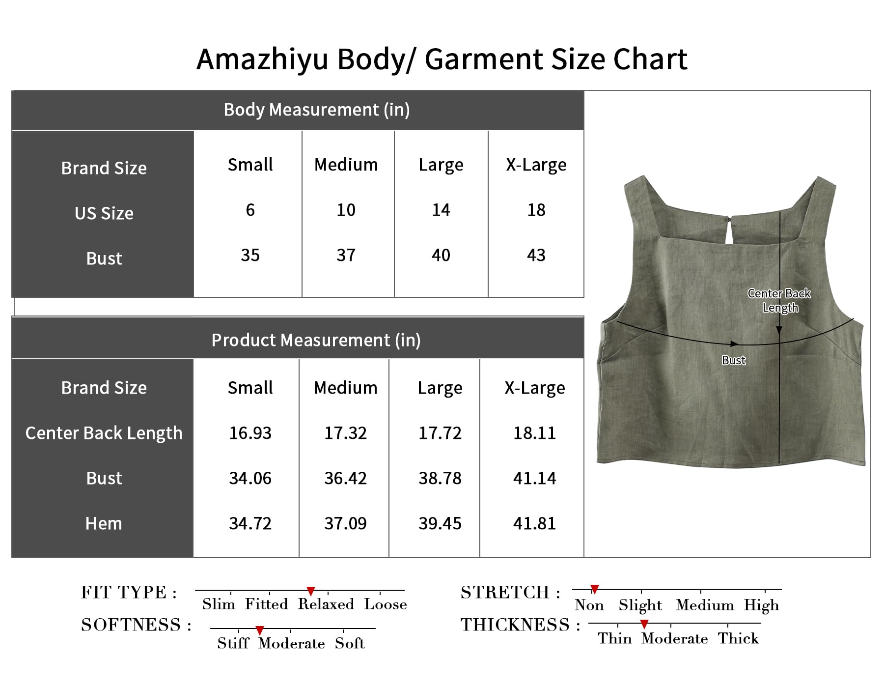 Amazhiyu Blusa corta de verano 100 % lino para mujer, cuello cuadrado, sin mangas, espalda con abertura en la espalda