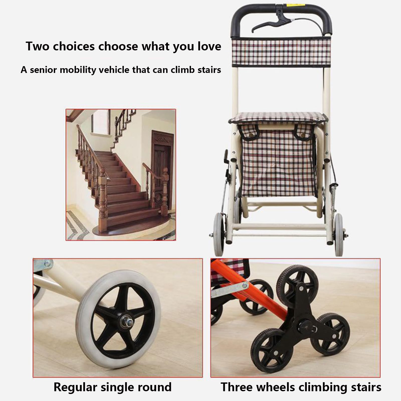 Andador plegable con ruedas para ancianos con asiento - Andador 2 en 1 para silla de ruedas y silla de transporte, ayuda a la movilidad
