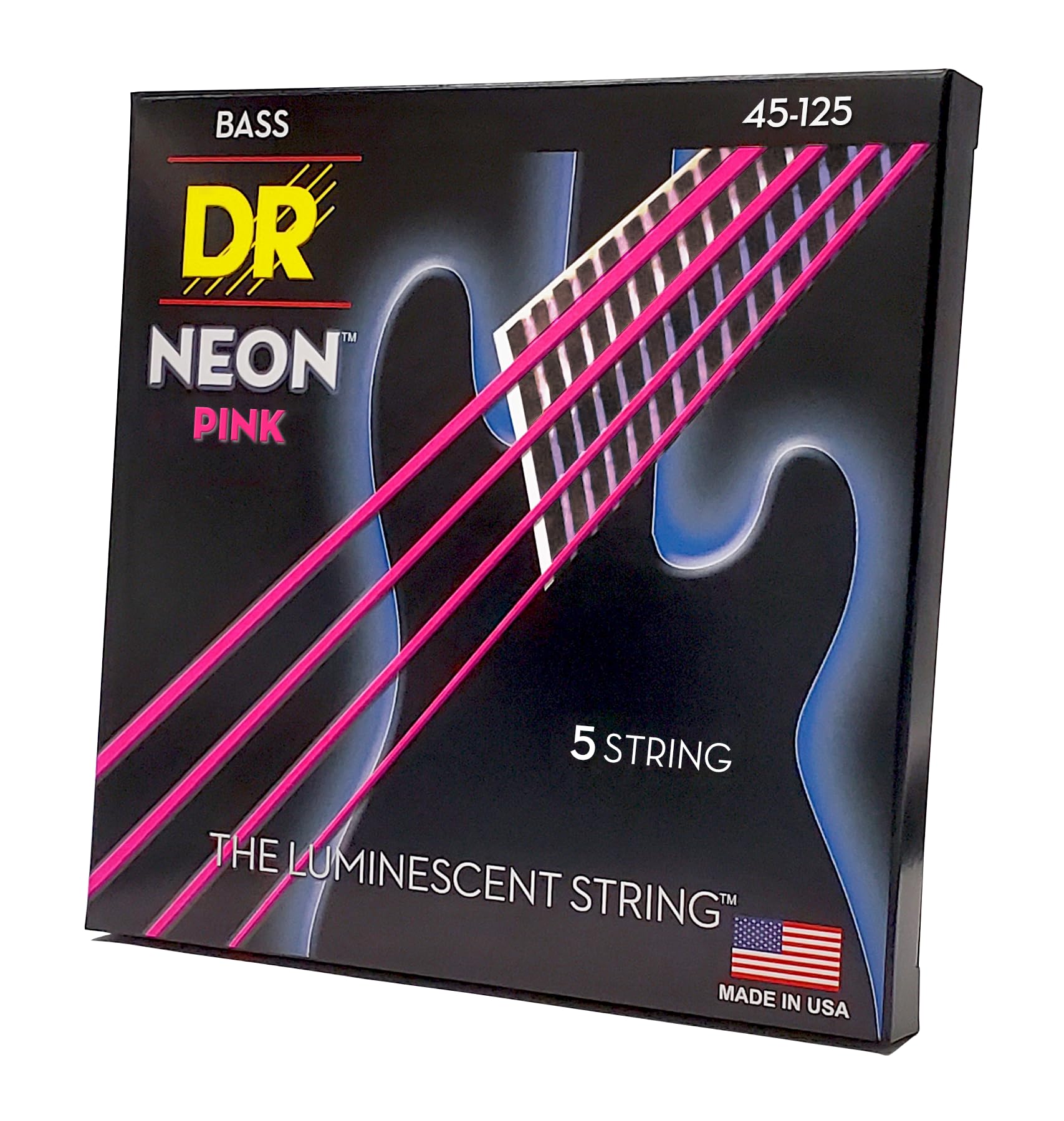 DR Strings NPB5-45 Hi-Def Neon Pink K3 Coated Bass Strings - .045-.125 Medium 5 String