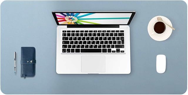 Desk Pad Large, DOBAOJIA 31.5" X 15.7" Multifunctional Laptop Desk Mat PU Leather Mouse Pad Desk Blotter Desk Writing Pad for Office/Home, PU Waterproof +Suede Non-Slip (Greyish Blue)