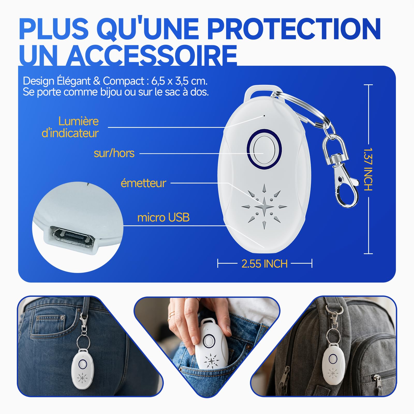 Répulsif À Ultrasons 4 Pack - Anti Moustique Ultrason Portable Rechargeable Électronique USB De Charge Le Camping Extérieur/Intérieur Contre Les Insectes Anti, Fourmis, Araignées