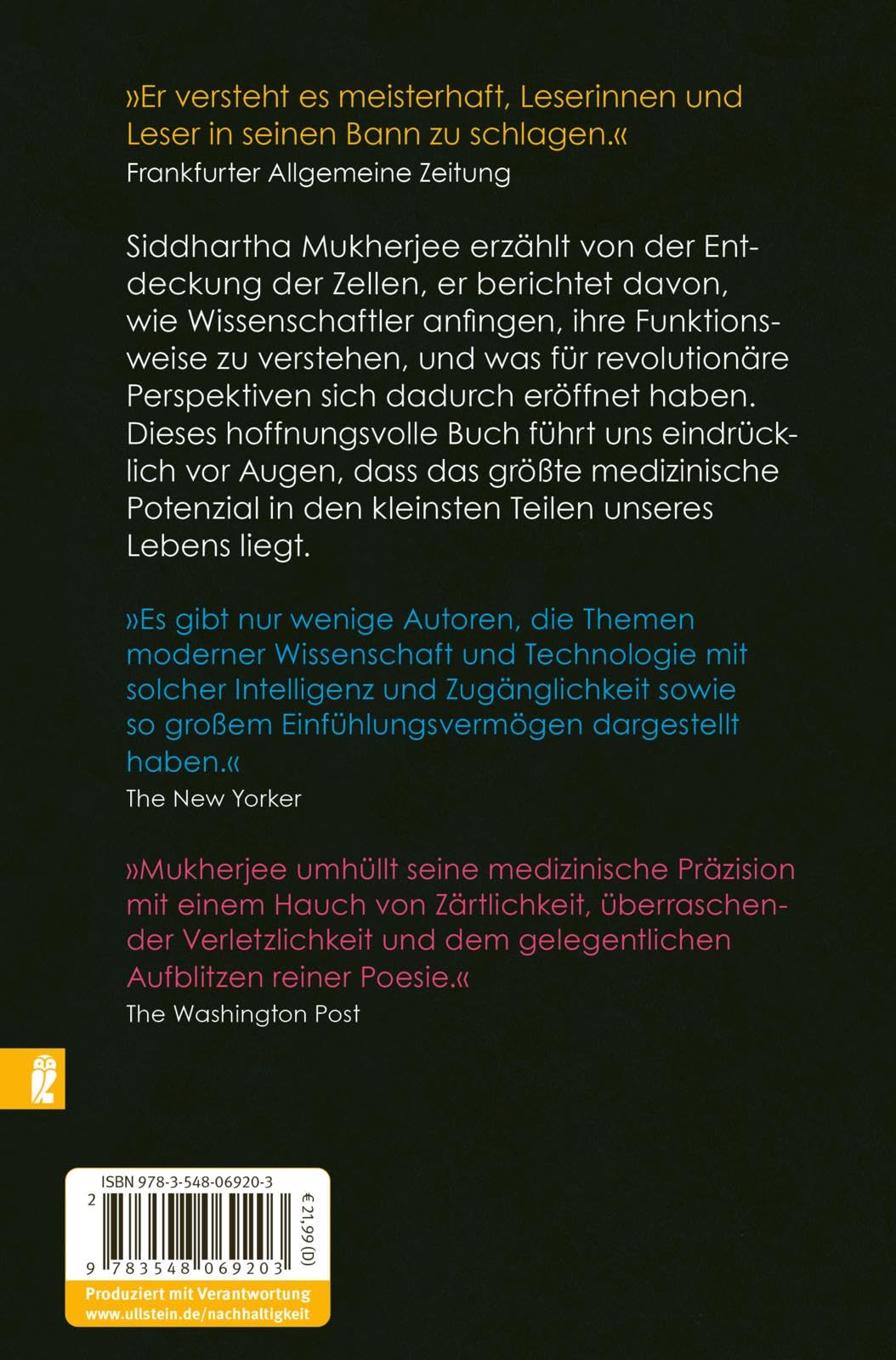 Das Lied der Zelle: Wie die Biologie die Medizin revolutioniert – Medizinischer Fortschritt und der Neue Mensch | Das spektakuläre neue Buch des Pulitzer-Preisträgers