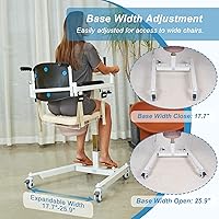 Vista 6 de Silla de transferencia de paciente con altura y ancho ajustables, silla de ruedas portátil con cómoda, ideal para ancianos, discapacitados