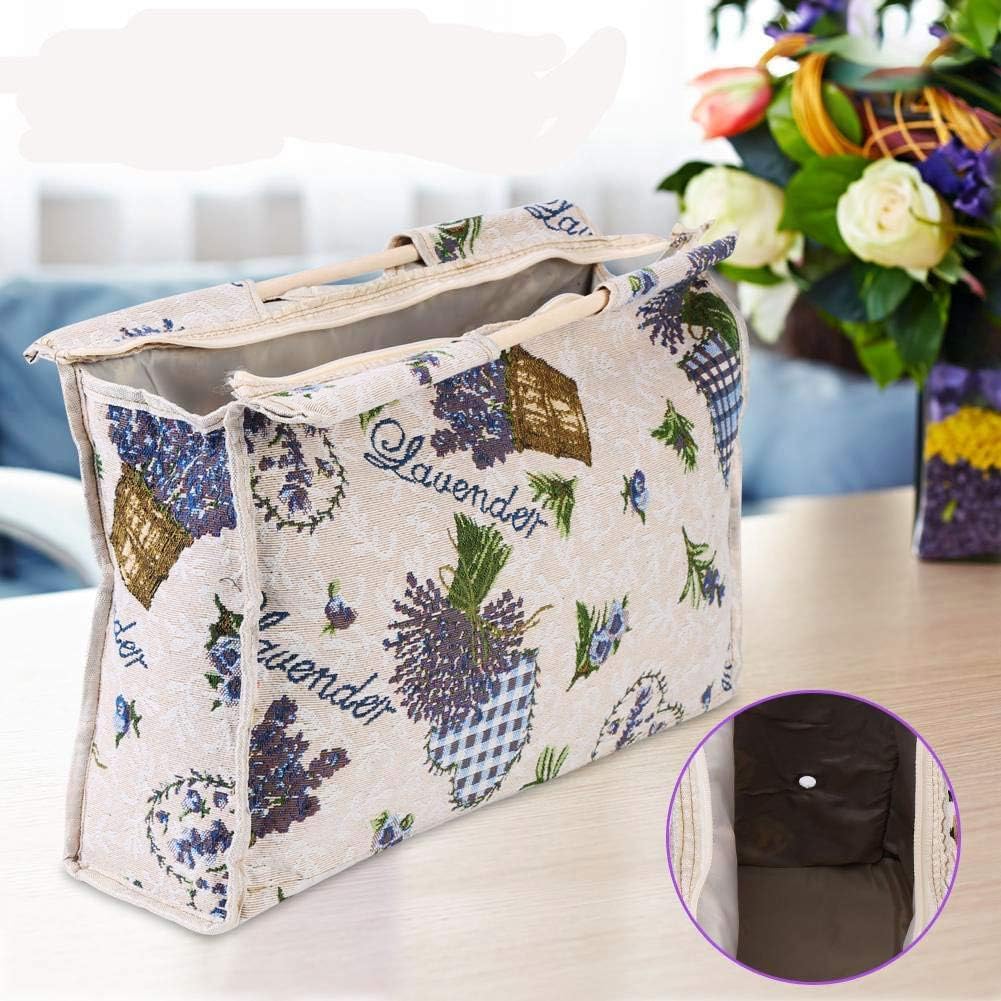 Tbest Sac à tricoter Sac de rangement en tissu avec poignée en bois exquis pour outils de