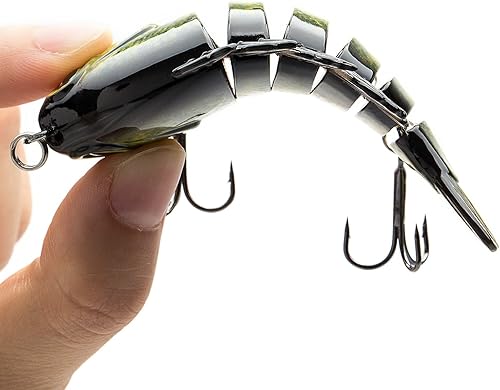 Miniatura 3 de BASSDASH SwimPanfish - Señuelos de lubina de topwater duro, con múltiples articulados, para pesca con manivela, de agua salada, 3.5 pulgadas (0.85