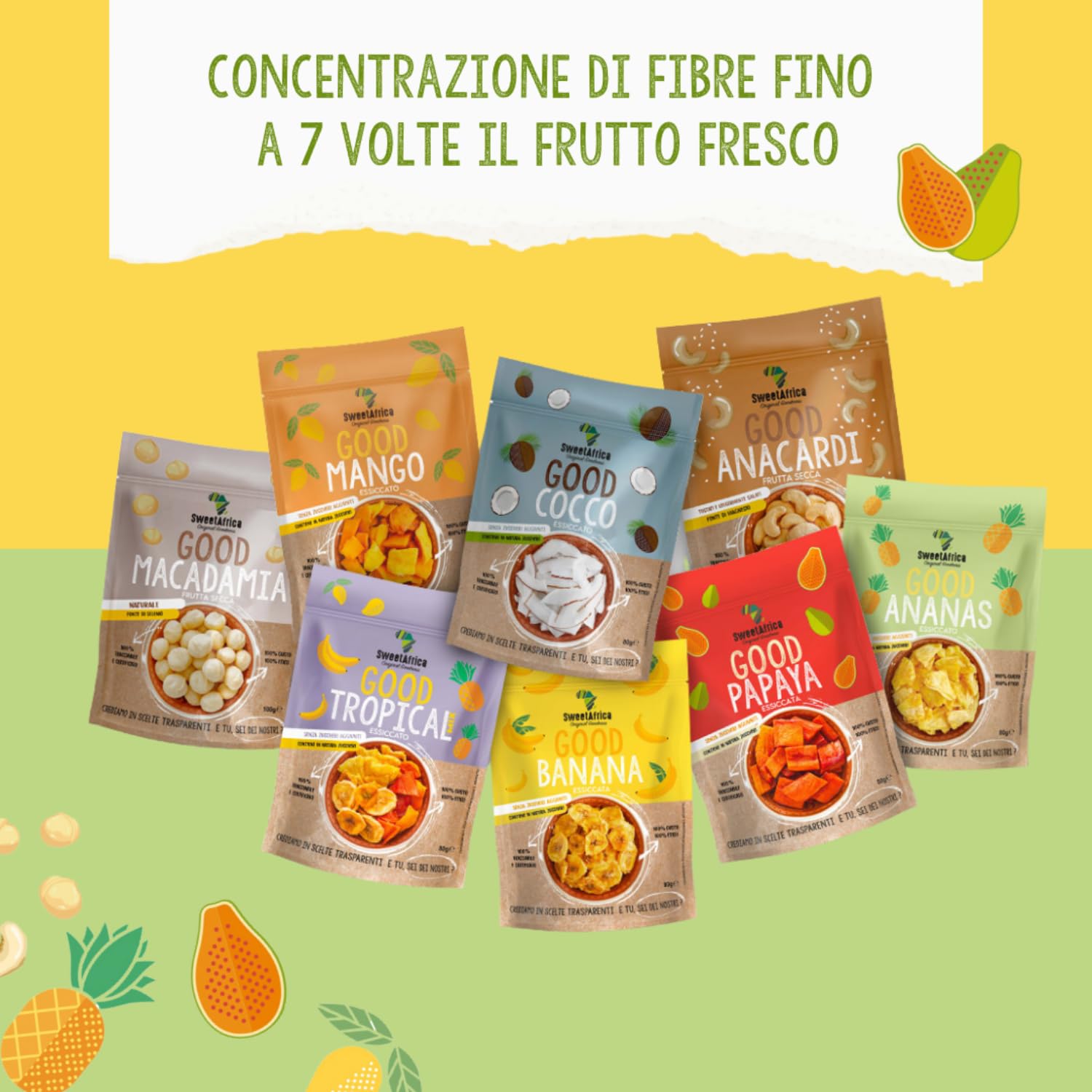 SweetAfrica - Good Macadamia Naturale - Snack di frutta secca - 100g x 6pz