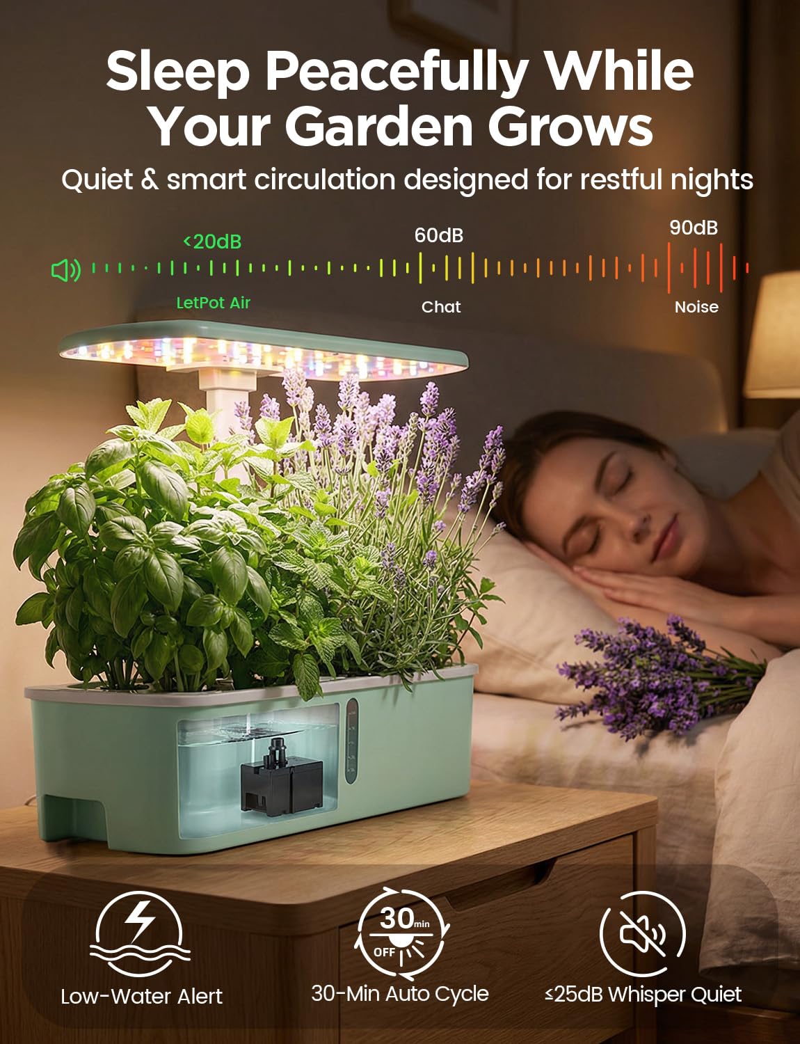 LETPOT LPH-Air Kit de système de culture hydroponique 10 capsules pour jardin intérieur intelligent contrôlé par application et WiFi