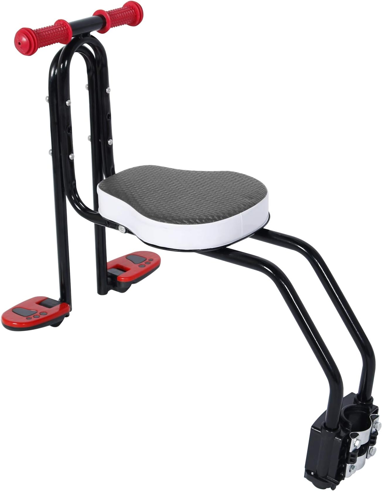 FOUJOY Metal Bicycle Child Safety Seat Front Baby Seat Bike Carrier Child Safety Carrier Mounted with Handrail and Peadals for 3-6Y Children, Kids,Toddlers