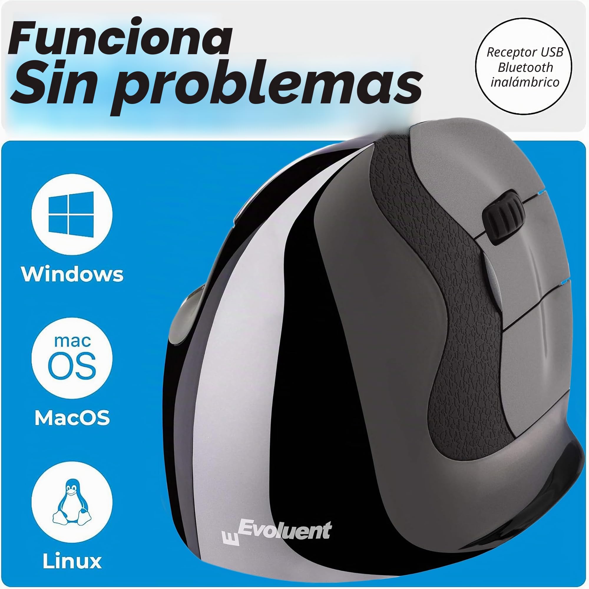 Evoluent Verticalmouse D Small - Maus - Ergonomisch - Laser - 6 Tasten - Kabellos - Kabelloser Empf?nger (usb)