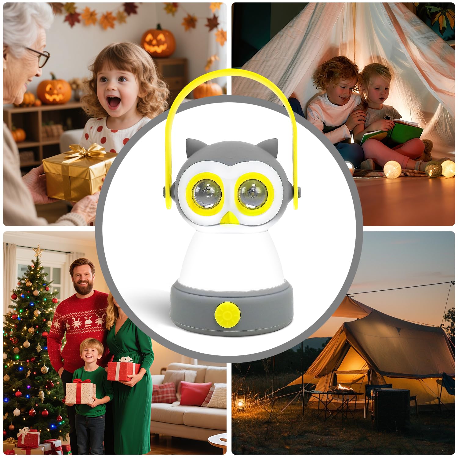 LED Gufo Campeggio Luce Bambini 6-14 Anni, Luce Notturna, Lampada Notturna per Bambini, Lucina Notturna, Luci Notturne, Night Light, Regalo Compleanno Natale Festa Bambini, Batterie Escluse