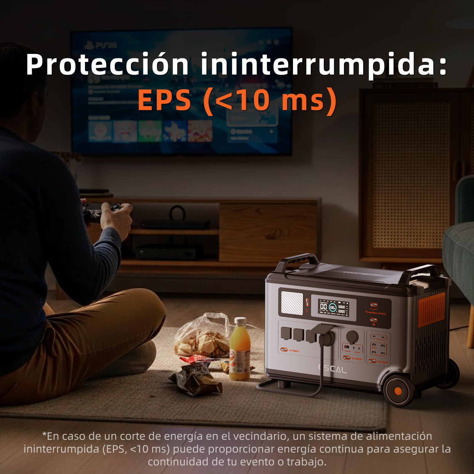 3600Wh Estacion de Energia Portatil PowerMax 3600 SE con 200W Panel Solar, 3600W LiFePO4(pico de 7200W), Generador Solar, Carga Rápida de 0-80% en 90 min para Camping, RV, Apagón