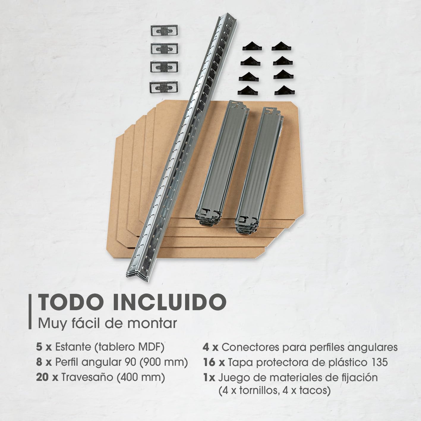 EASYmaxx - Estantería para Cargas Pesadas (40 x 40 x 180 cm, Carga máxima 875 kg y 175 kg por Nivel | Banco con 5 estantes Ajustables | para sótano, Garaje