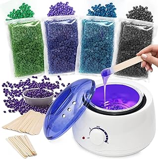 Waxing Kits Wax Full Kit, Wax Warmer Hair Removal Kit with 4 * 100g Waxing Beads & 30 Waxing Sticks, for Bikini/Eyebrows/Face Wax Kit Home Waxing Kit for Women/Men