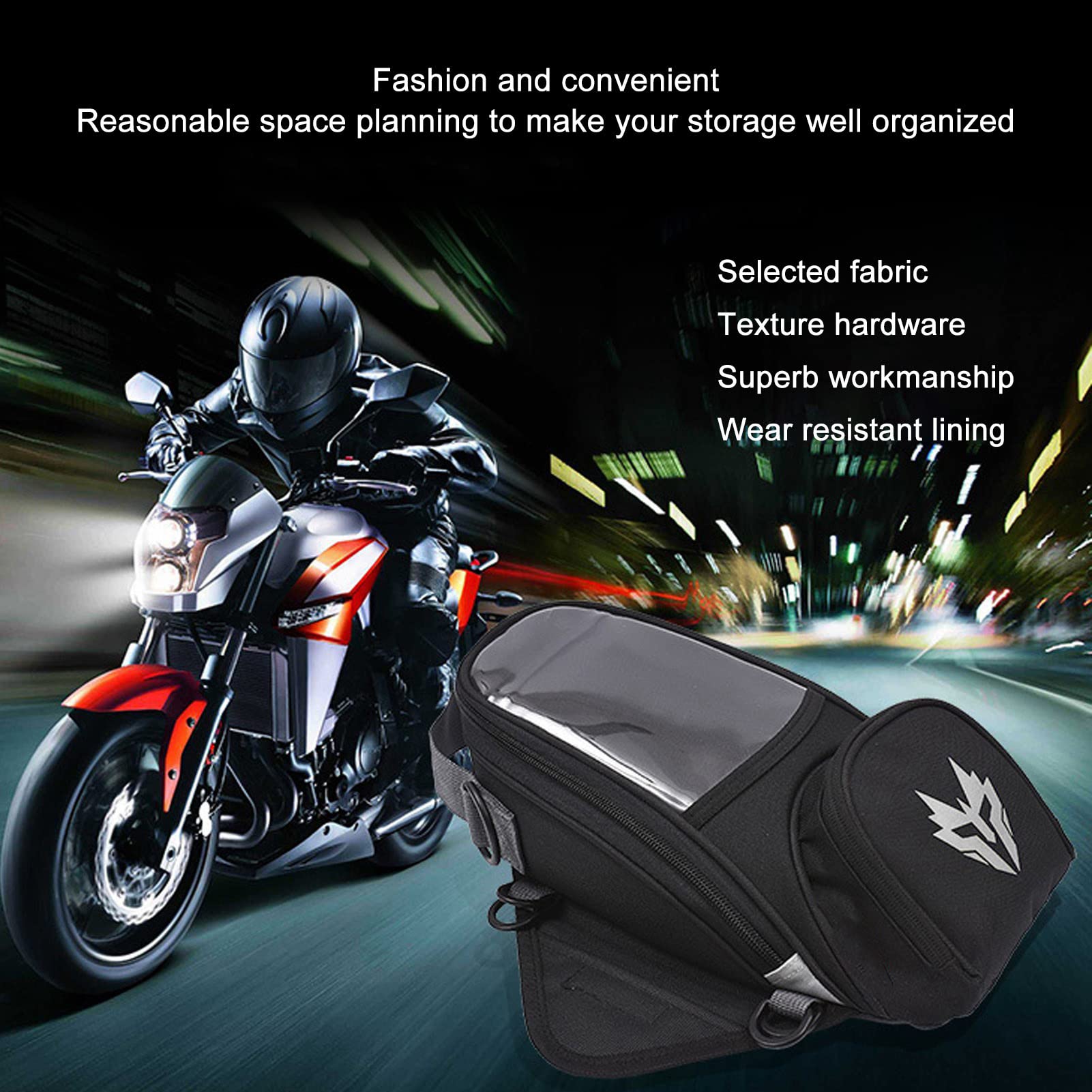 Borsa Serbatoio Magnetica per Moto Borsa Serbatoio per Carburante per Moto Tessuto Oxford Universale Capacità 4,5 Litri con Custodia per Telefono Trasparente e Copertura (GREY)