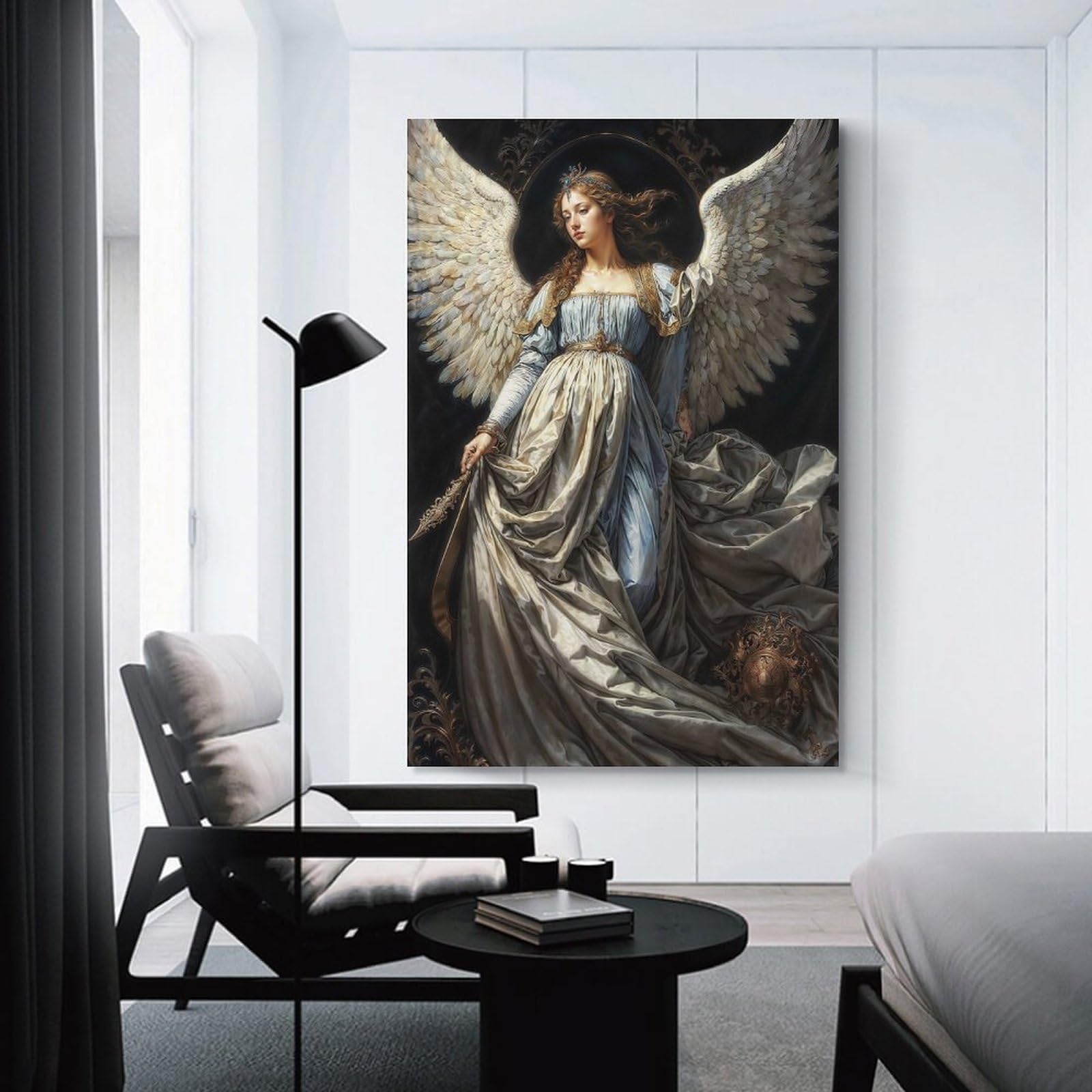 Junmoney Unframe-Archangel In Blue Dress Archangel In Blue Dress Wall Decor Canvas Print, 08X12inch(20X30cm), For Wall Displays, Bedrooms Or Room Updates, Wall Decor Suited To Curated Displays