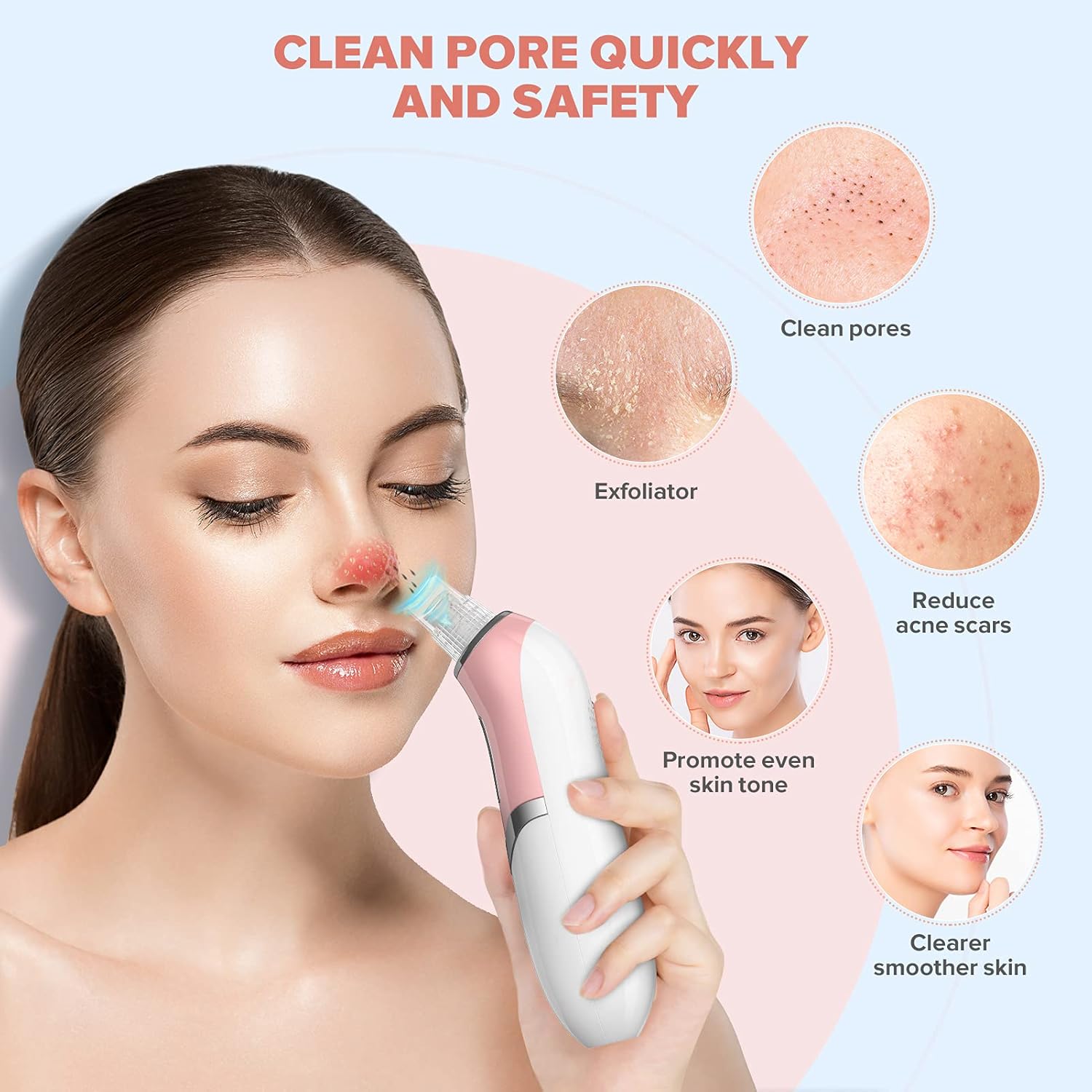 Microdermabrasion Machine Facial Pore Vacuum with 6 Diamond Heads for Removing Blackhead Deep Cleaning Skin at Home, 3 Suction Levels : Beauty & Personal Care