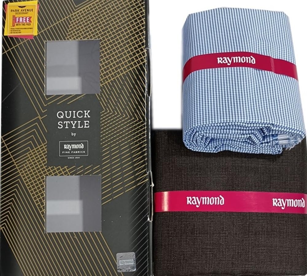 raymond fabrics Raymond Quick Style Premium Shirt & Trouser Fabric Combo With Gift box – Classic Checks Shirt with Solid Trouser-picture-21