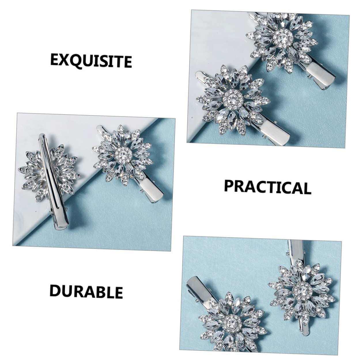 minkissy 8pezzi Fermagli Per Con Design Di Fiore Cristallo Clip Duckbill Decorativa Con Strass Per Cerimonie Eventi e Acconciature Eleganti Per Donne e Ragazze