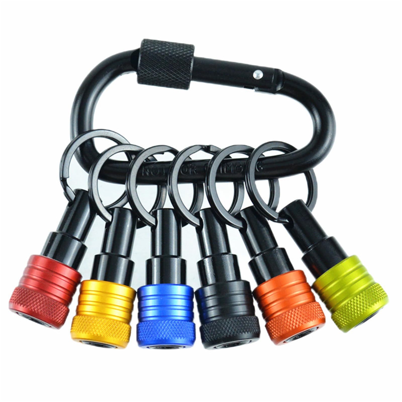 Amangul Color 1 6Pcs Bit Holder Keychains 1/4Inch Hexagon Shank Screwdriver Bit Clip For Drill Bit Extension Nut Driver With Carabiner