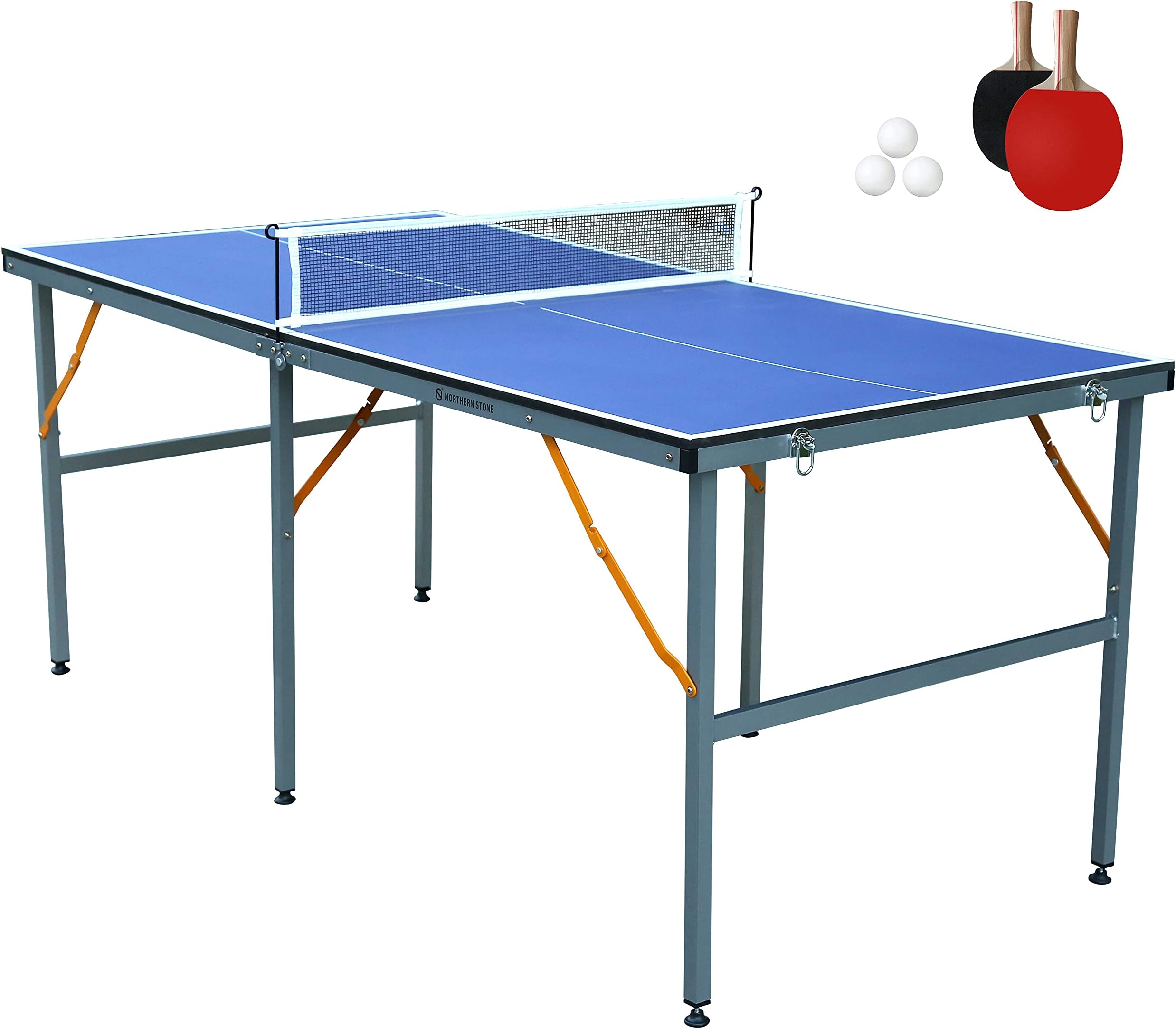 RAH 6FT Foldable Table Tennis Table Ping Pong Table with 2 bats & 3 balls for Outdoor and Indoor Family Game