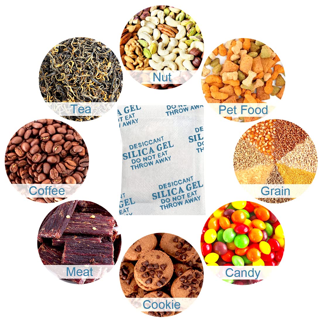 Bustine di gel di silice Bustine essiccanti per la conservazione di alimenti per animali domestici 20 grammi [15 pacchetti] Assorbitori di umidità efficienti