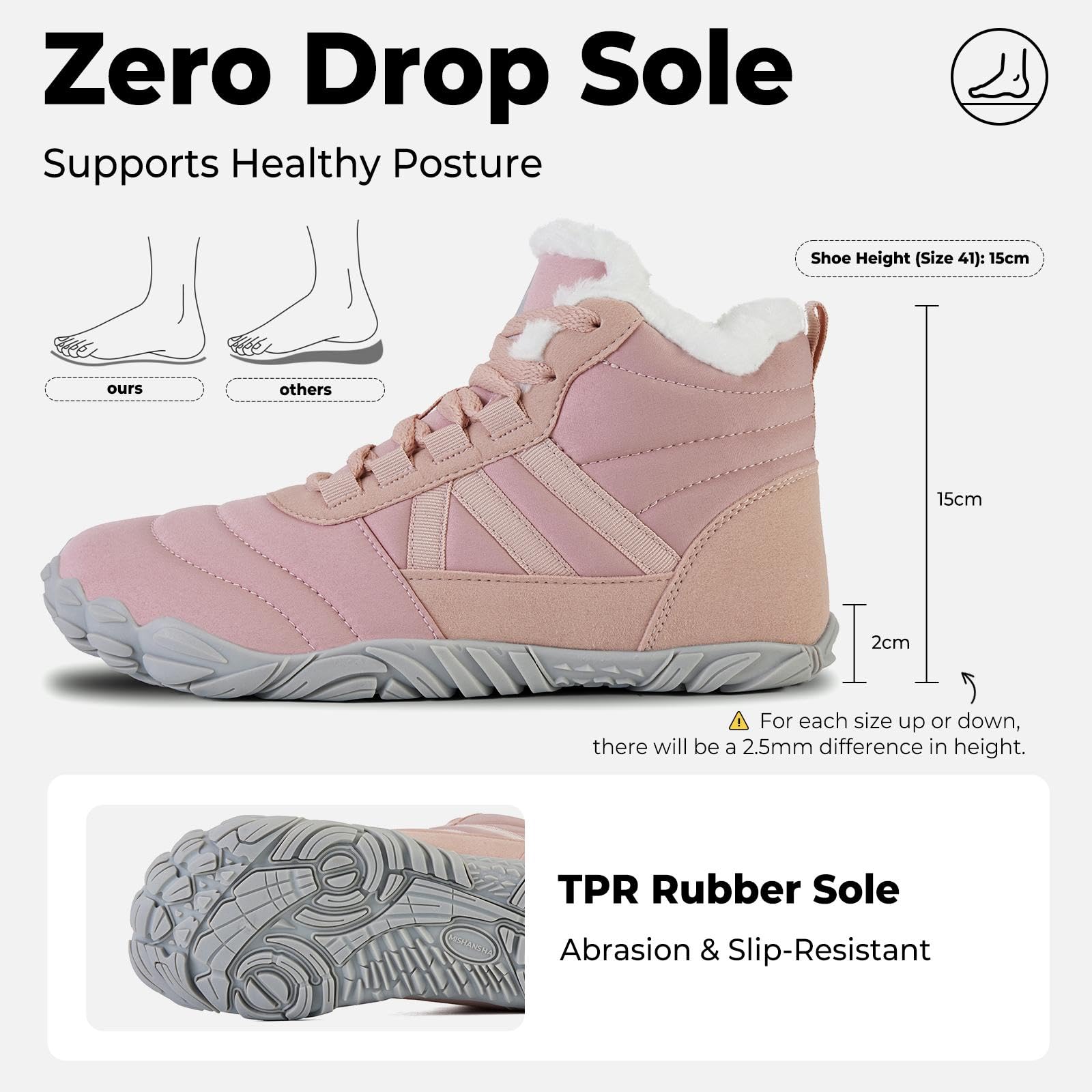 Mishansha Unisex Scarpe Invernali Barefoot Shoes Caldo Stivali Neve,Gr.36-48