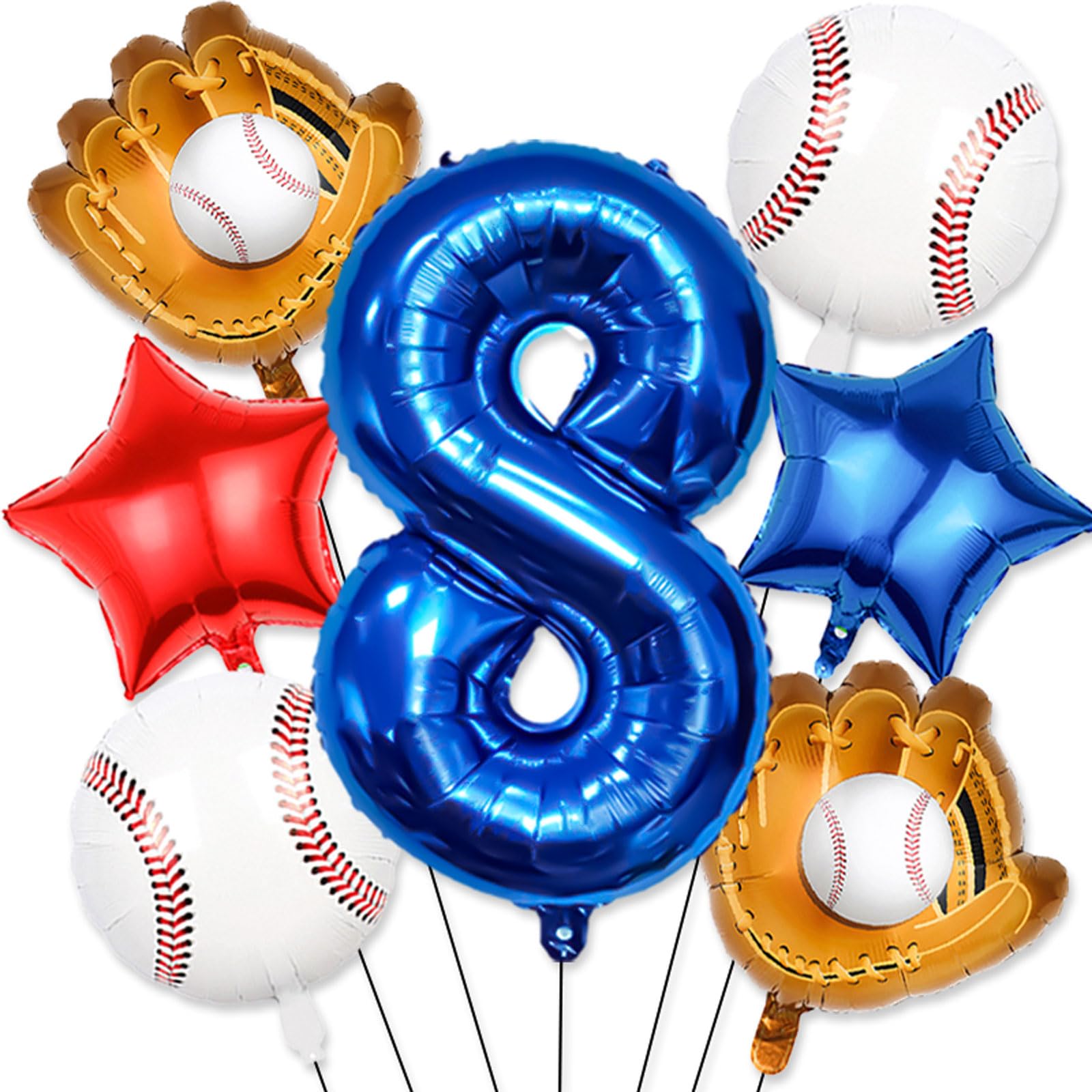Baseball Balloons 8th Birthday Decorations for Boys, Baseball Party Decorations Baseball Sports Theme Party Supplies, 40 inch Foil Number Balloons