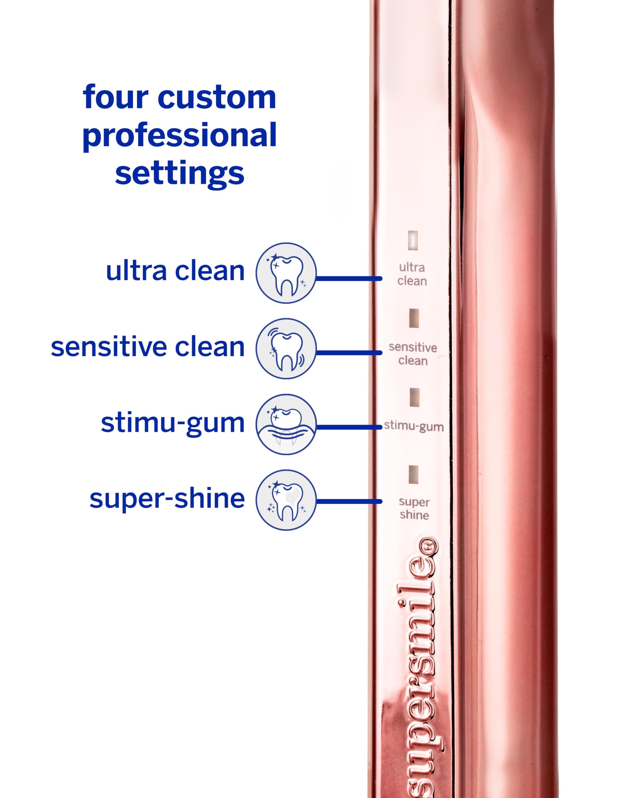 Supersmile Zina45™ Sonic Pulse Toothbrush – angled brush with polishing head for advanced cleaning – For Whiter Looking Teeth and Healthier Gums, Rose Gold